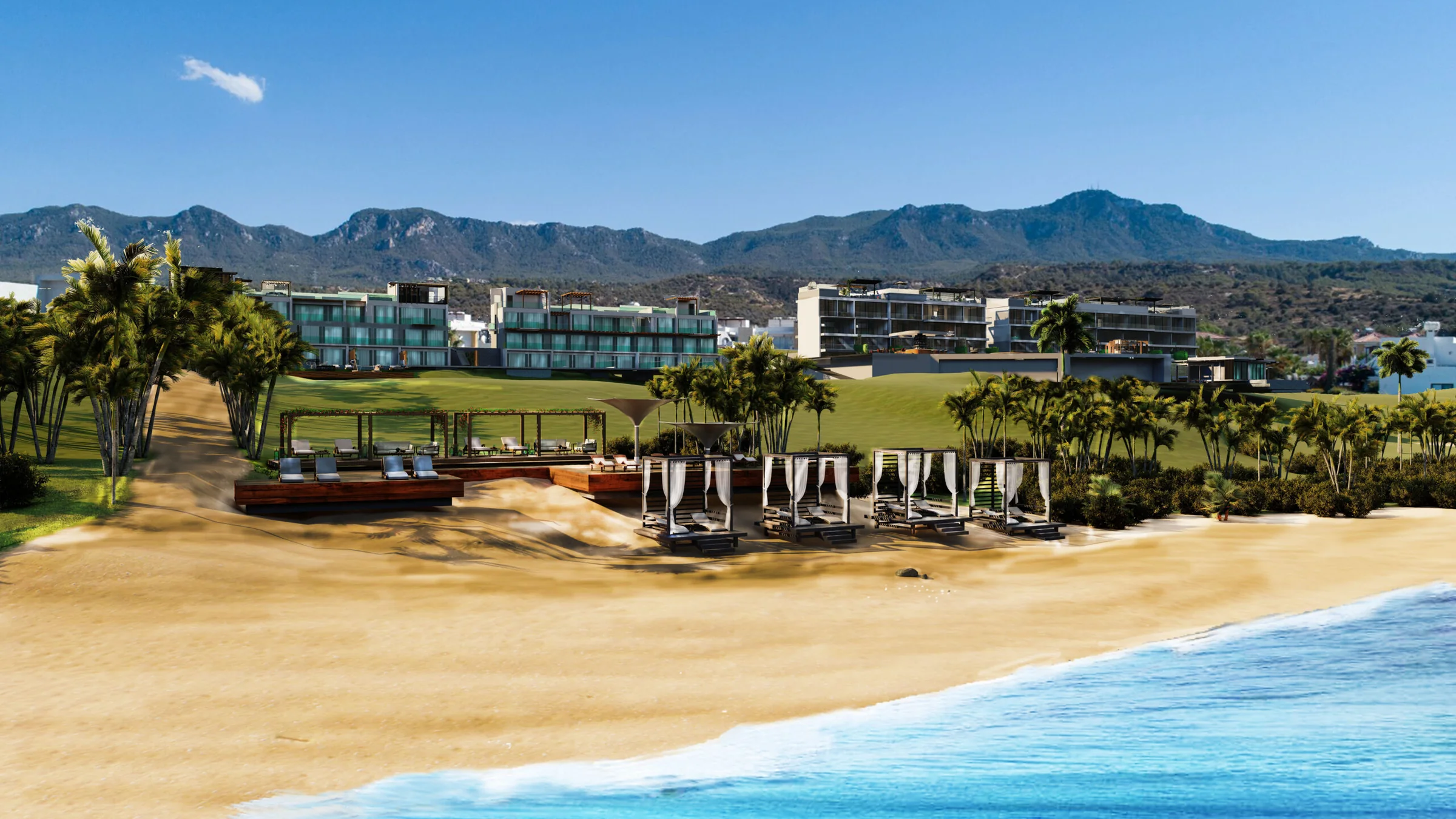 Albatros Esentepe beach and the Kyrenia mountains
