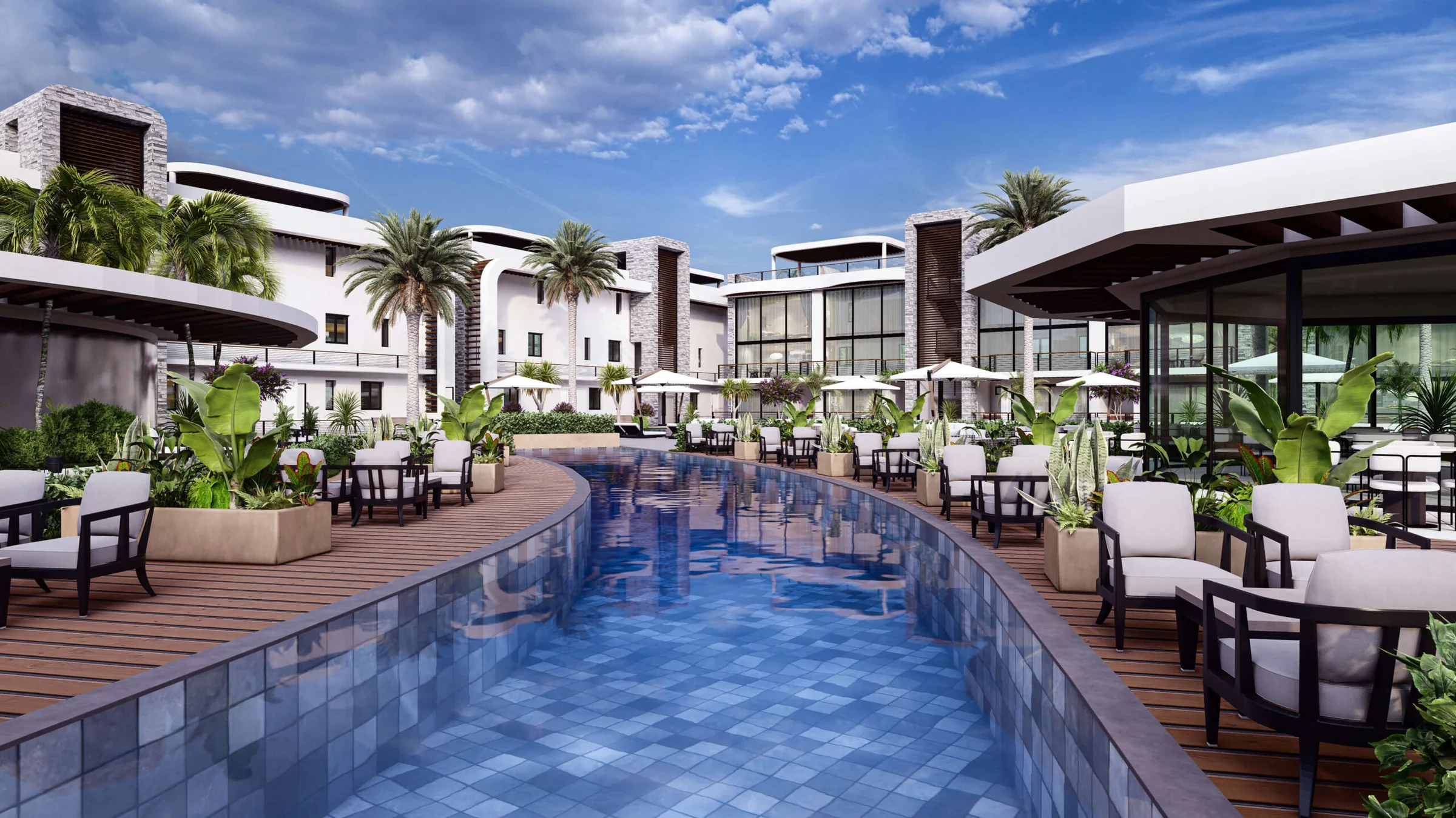 Pool terraces at Golf Resort, Esentepe