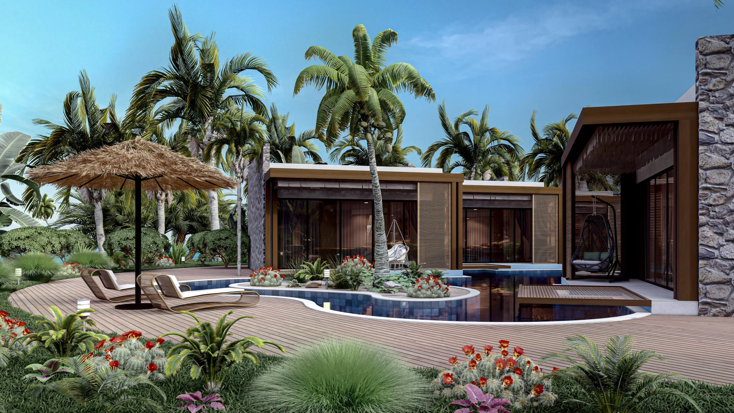 Landscaped pool at Skyland Esentepe